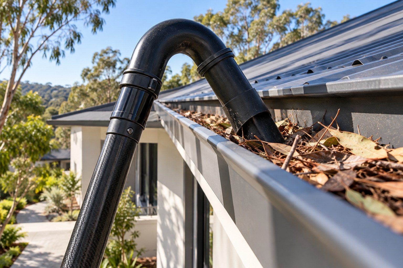 PrimePane Gutter Cleaning project with ladder access