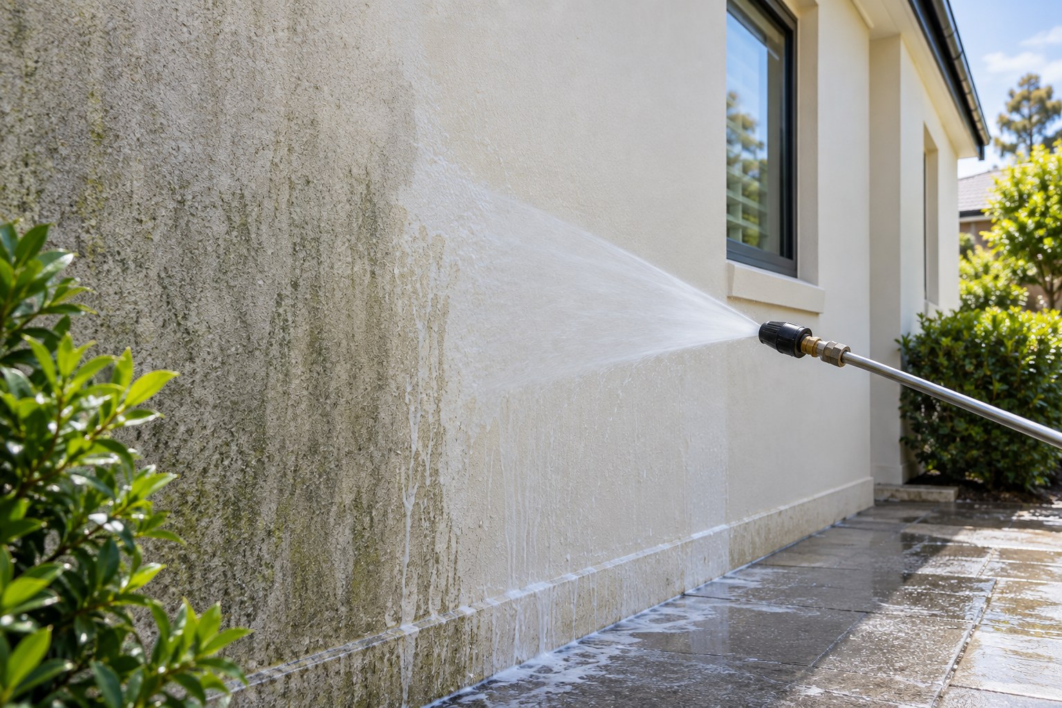 PrimePane Soft Washing project wall cleaning